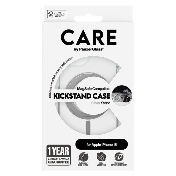 Tok Kickstand MagSAFE by PanzerGlass-fel iPhone 15 készülékhez, Ezüst, PanzerGlass