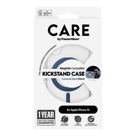 Kickstand tok MagSafe támogatással iPhone 16 készülékhez, Kék, CARE
