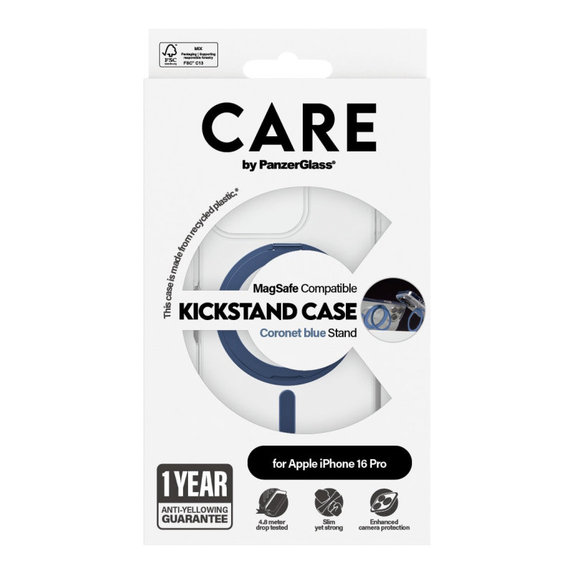 Kickstand tok MagSafe támogatással iPhone 16 Pro készülékhez, Kék, CARE