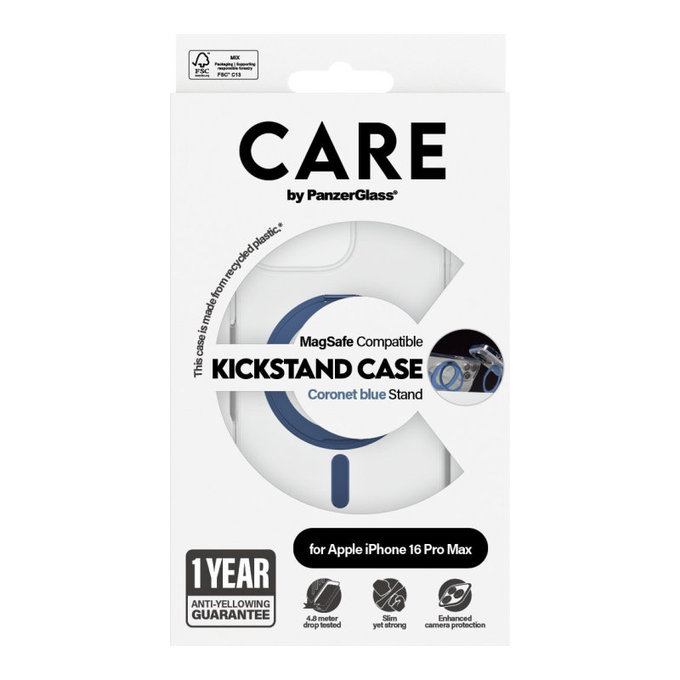 Kickstand tok MagSafe támogatással iPhone 16 Pro Max készülékhez, Kék, CARE