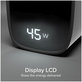 Utazási adapter LCD USB-C, GaN, 45 W PD, fekete, SBS