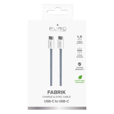 PURO - USB-C Kábel / USB-C, 60W, Fabrik FABK4, 1,5 m, blue lagon