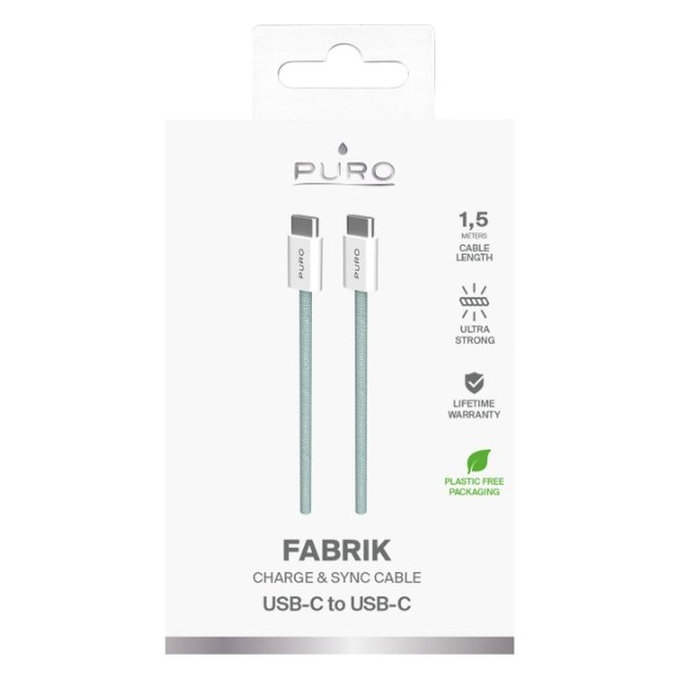 PURO - USB-C Kábel / USB-C, 60W, Fabrik FABK4, 1,5 m, island mist