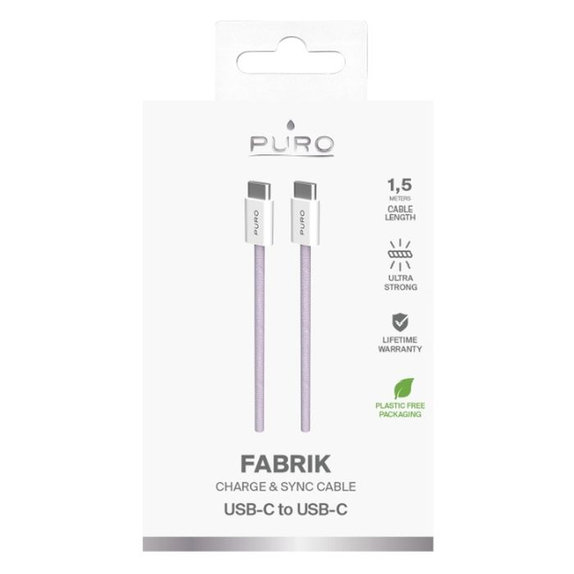PURO - USB-C Kábel / USB-C, 60W, Fabrik FABK4, 1,5 m, coraltastic
