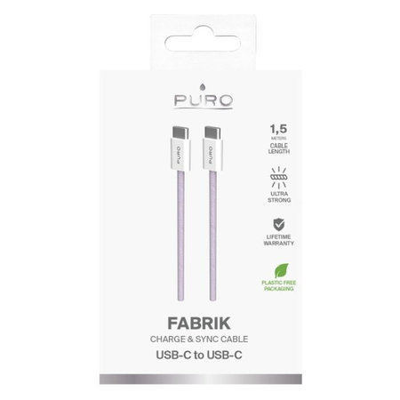 PURO - USB-C Kábel / USB-C, 60W, Fabrik FABK4, 1,5 m, coraltastic