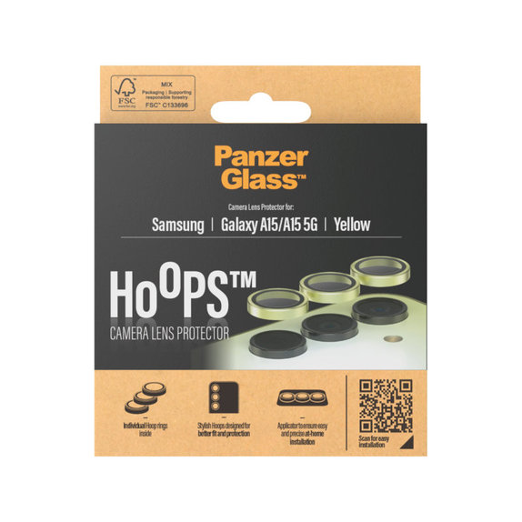 Hoops Kameralencse-védő Samsung A15/A15 5G készülékhez, Sárga, PanzerGlass