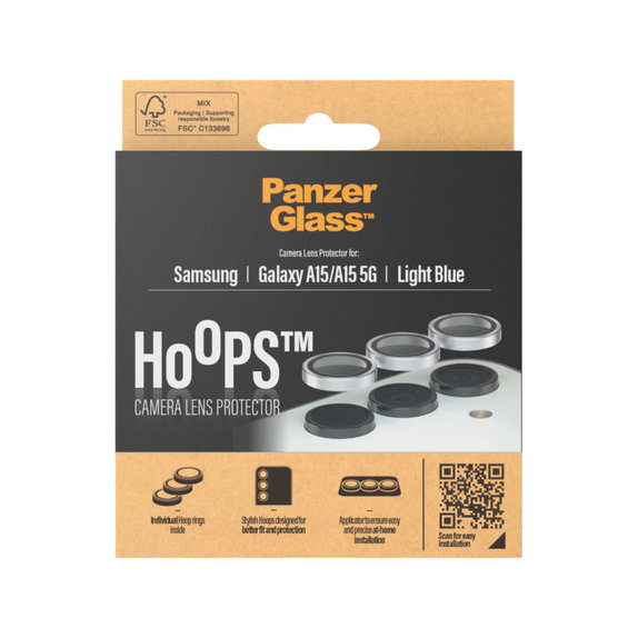 Hoops Kameralencse-védő Samsung A15/A15 5G készülékhez, Világoskék, PanzerGlass