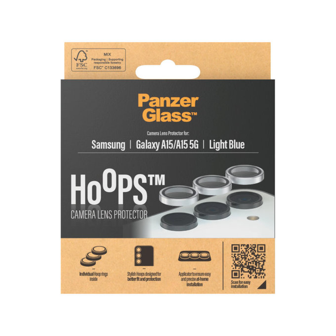 Hoops Kameralencse-védő Samsung A15/A15 5G készülékhez, Világoskék, PanzerGlass