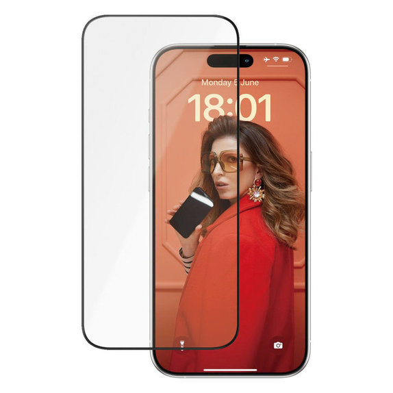 Edzett üveg UWF Ceramic applikátorral iPhone 15 Pro készülékhez, Fekete, PanzerGlass