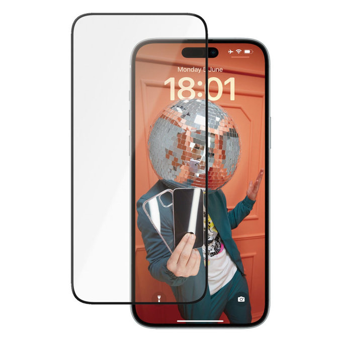 Edzett üveg UWF Ceramic applikátorral iPhone 15 Plus készülékhez, Fekete, PanzerGlass