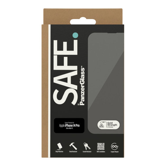 Edzett üveg Case Friendly UWF iPhone 14 Pro készülékhez, Fekete, SAFE