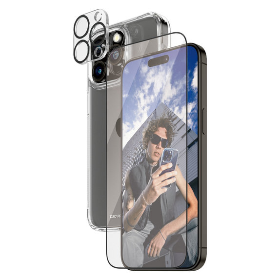 Bundle PicturePerfect + Edzett üveg UWF + Hard Case D3O iPhone 15 Pro Max készülékhez, PanzerGlass