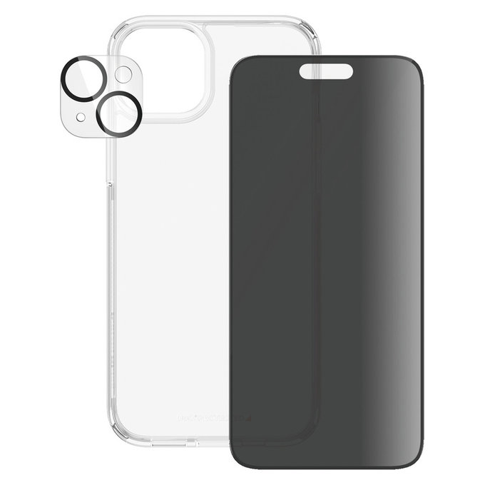 Bundle PicturePerfect + Edzett üveg UWF Privacy + Hard Case D3O iPhone 15 Plus készülékhez, PanzerGlass