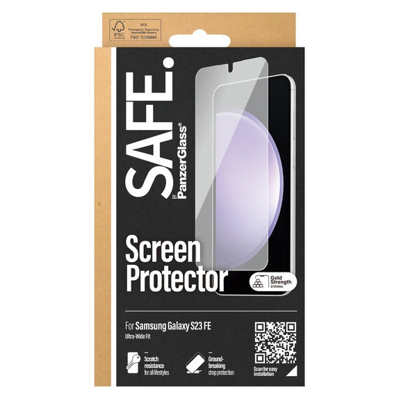 Edzett üveg UWF Samsung Galaxy S23 FE készülékhez, Fekete, SAFE by PanzerGlass