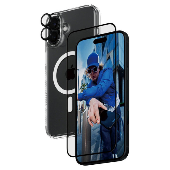 Bundle Hoops + UWF edzett üveg + Hard Case iPhone 16 Plus készülékhez, PanzerGlass