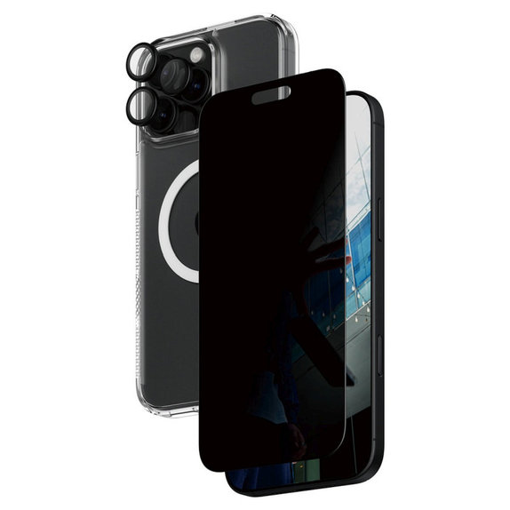 Bundle Hoops + UWF Privacy edzett üveg + Hard Case iPhone 16 Pro Max készülékhez, PanzerGlass