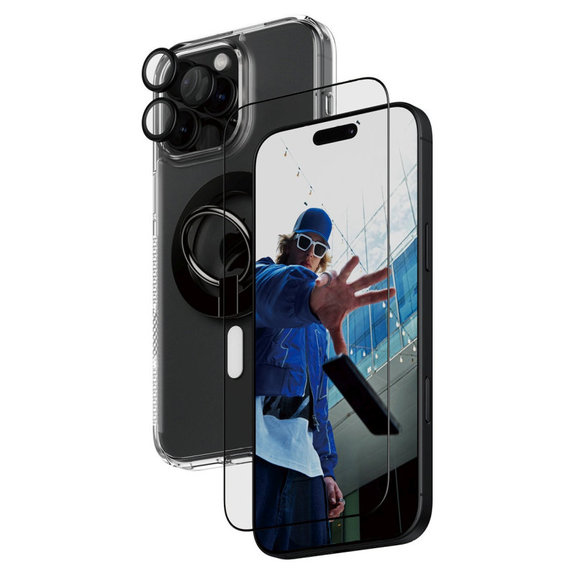 Bundle Hoops + UWF edzett üveg + Hard Case + Magnetic Ring Mount iPhone 16 Pro Max készülékhez, PanzerGlass