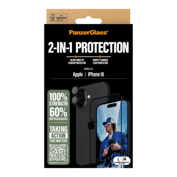 Bundle Hoops + UWF edzett üveg iPhone 16 készülékhez, PanzerGlass