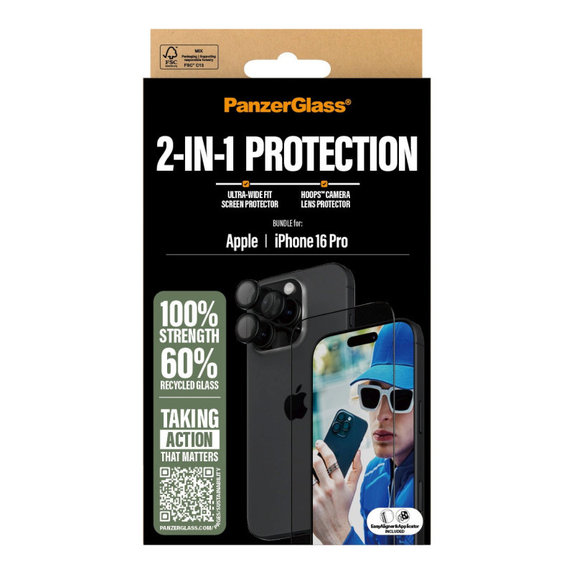 Bundle Hoops + UWF edzett üveg iPhone 16 Pro készülékhez, PanzerGlass