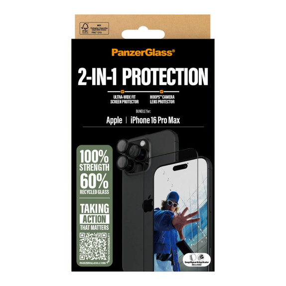Bundle Hoops + UWF edzett üveg iPhone 16 Pro Max készülékhez, PanzerGlass