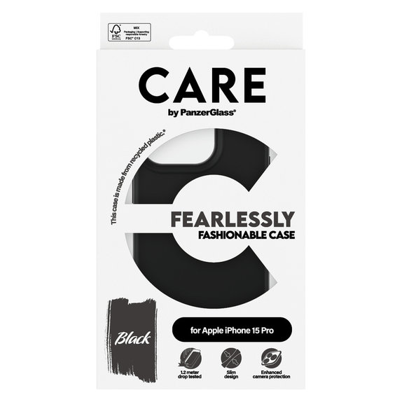 Tok Fearlessly iPhone 15 Pro készülékhez, Fekete, PanzerGlass