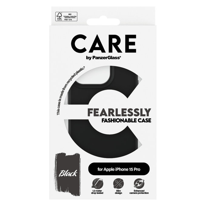 Tok Fearlessly iPhone 15 Pro készülékhez, Fekete, PanzerGlass