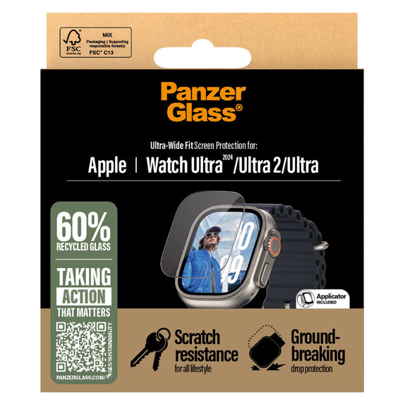 Edzett üveg Apple Watch Ultra 2024/Ultra 2/Ultra készülékhez, Átlátszó, PanzerGlass
