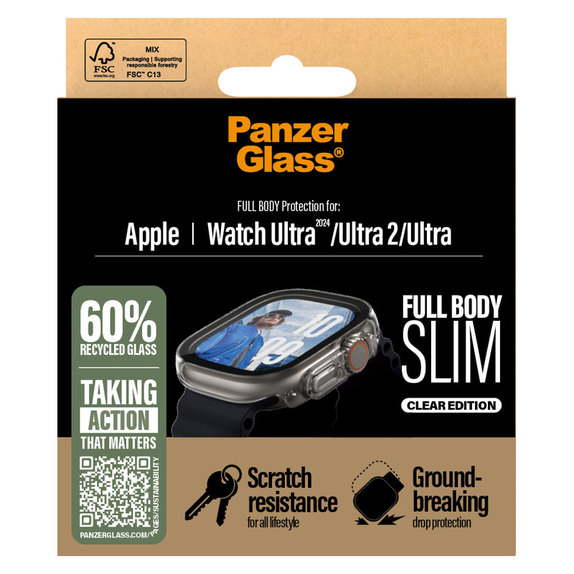 Edzett üveg Full Body Slim Apple Watch Ultra 2024/Ultra 2/Ultra készülékhez, Átlátszó, PanzerGlass