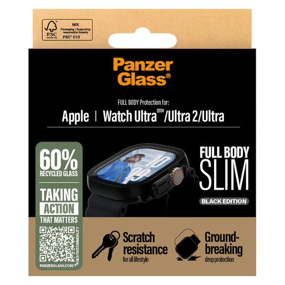 Edzett üveg Full Body Slim Apple Watch Ultra 2024/Ultra 2/Ultra készülékhez, Fekete, PanzerGlass