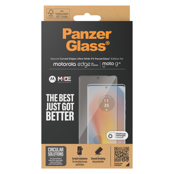Edzett üveg UWF Motorola Moto G85 5G/Edge 50 Fusion készülékhez, Fekete, PanzerGlass