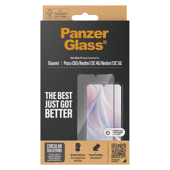 Edzett üveg UWF Xiaomi Redmi 13C 5G készülékhez, Fekete, PanzerGlass