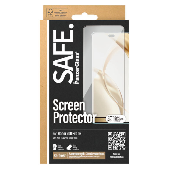 Edzett üveg UWF Honor 200 Pro készülékhez, Fekete, SAFE by PanzerGlass