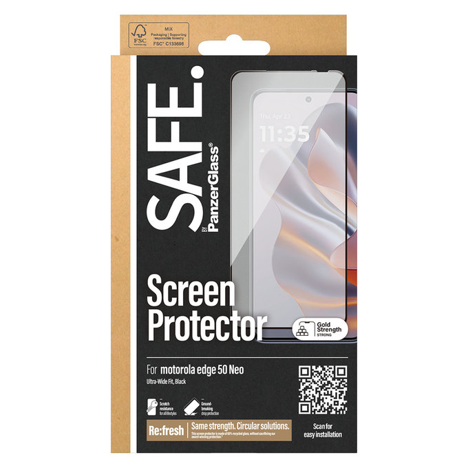 Edzett üveg UWF Motorola Edge 50 Neo készülékhez, Fekete, SAFE by PanzerGlass