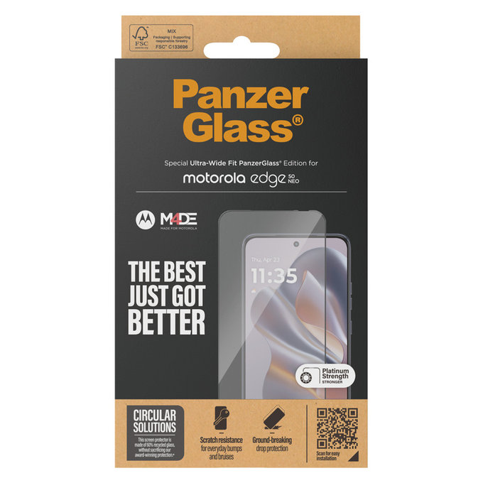 Edzett üveg UWF Motorola Edge 50 Neo készülékhez, Fekete, PanzerGlass
