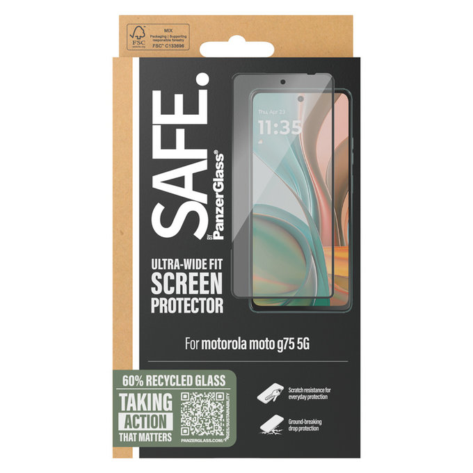 Edzett üveg UWF Motorola Moto G75 5G készülékhez, Fekete, SAFE by PanzerGlass