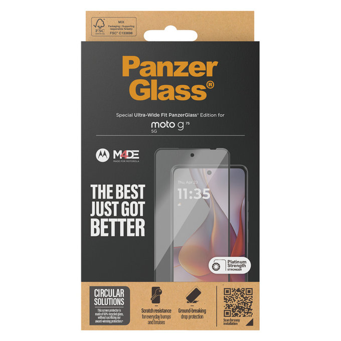 Edzett üveg UWF Motorola Moto G75 5G készülékhez, Fekete, PanzerGlass