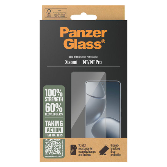Edzett üveg UWF Xiaomi 14T/14T Pro készülékhez, Fekete, PanzerGlass