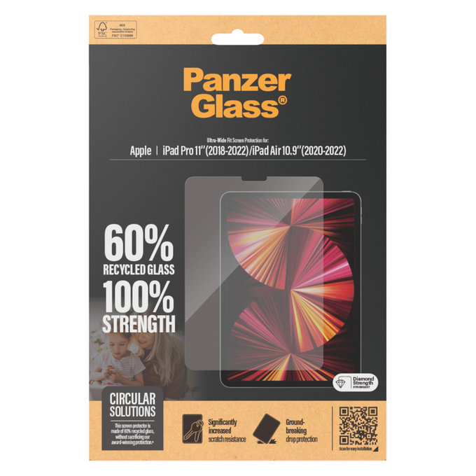 Edzett üveg UWF iPad Pro 11"/Air 10,9'' készülékhez, Átlátszó, PanzerGlass