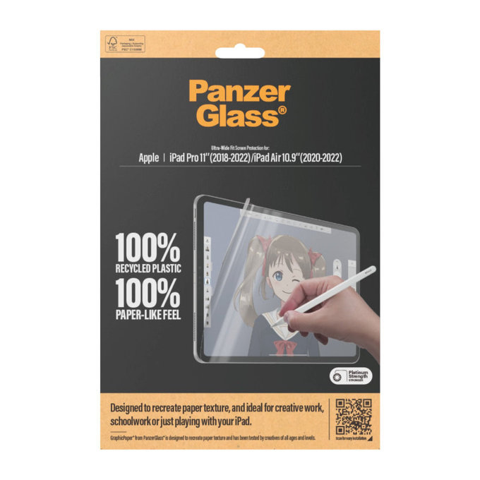 GraphicPaper UWF védőfólia iPad Pro 11"/Air 10,9'' készülékhez, Átlátszó, PanzerGlass