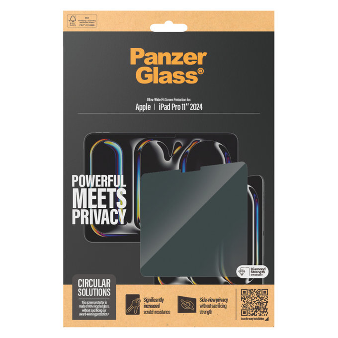 Edzett üveg UWF Privacy iPad Pro 11'' készülékhez, Átlátszó, PanzerGlass