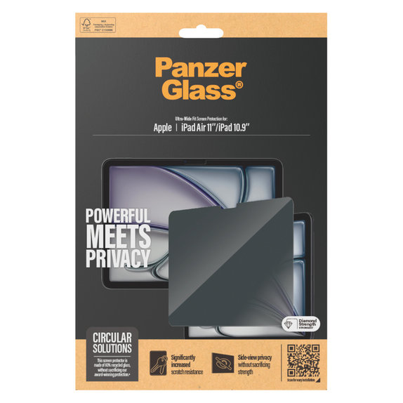 Edzett üveg UWF Privacy iPad 10,9"/Air 11'' készülékhez, Átlátszó, PanzerGlass