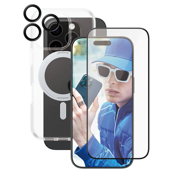 Bundle Hoops Ceramic + UWF Ceramic edzett üveg + Kickstand tok iPhone 16 Pro készülékhez, CARE