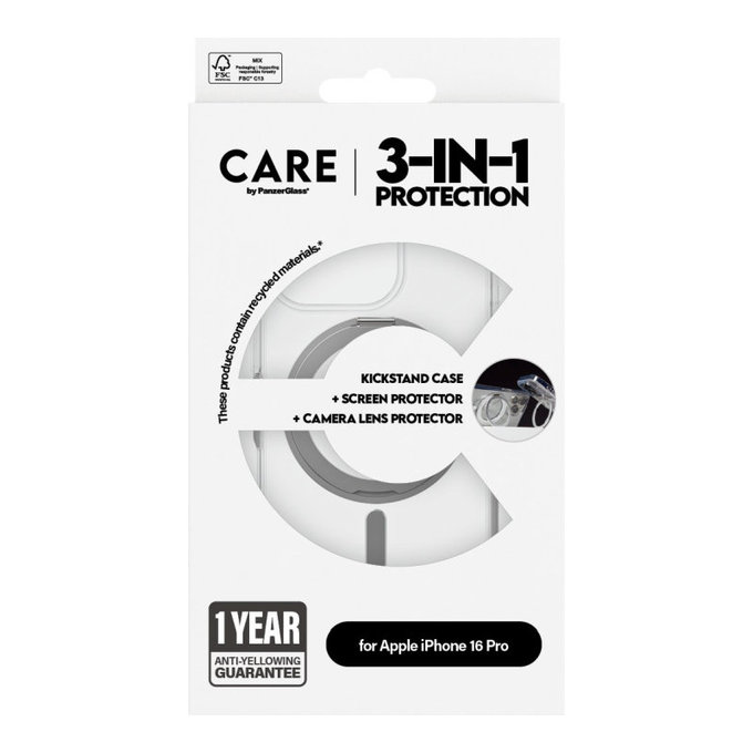 Bundle Hoops Ceramic + UWF Ceramic edzett üveg + Kickstand tok iPhone 16 Pro készülékhez, CARE