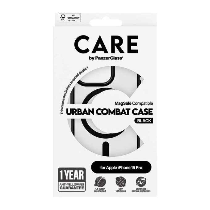 Tok Urban Combat MagSAFE by PanzerGlass-fel iPhone 15 Pro készülékhez, Fekete, PanzerGlass