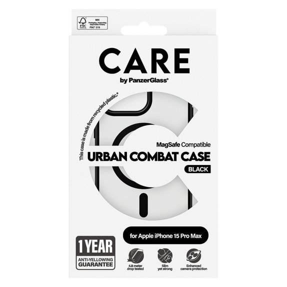 Tok Urban Combat MagSAFE by PanzerGlass-fel iPhone 15 Pro Max készülékhez, Fekete, PanzerGlass