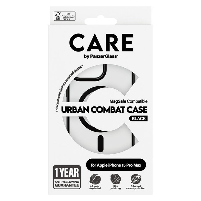 Tok Urban Combat MagSAFE by PanzerGlass-fel iPhone 15 Pro Max készülékhez, Fekete, PanzerGlass