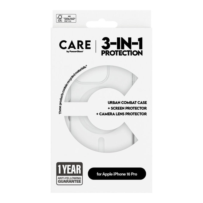 Bundle Hoops + UWF edzett üveg + Urban Combat tok iPhone 16 Pro készülékhez, CARE