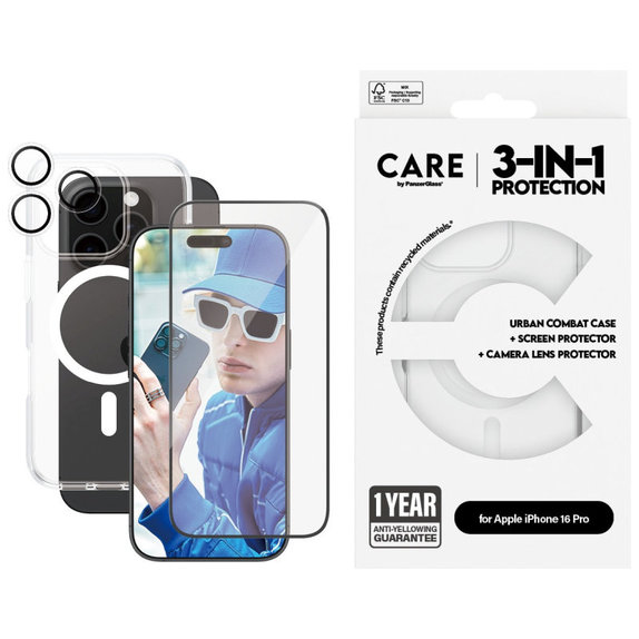 Bundle Hoops + UWF edzett üveg + Urban Combat tok iPhone 16 Pro készülékhez, CARE