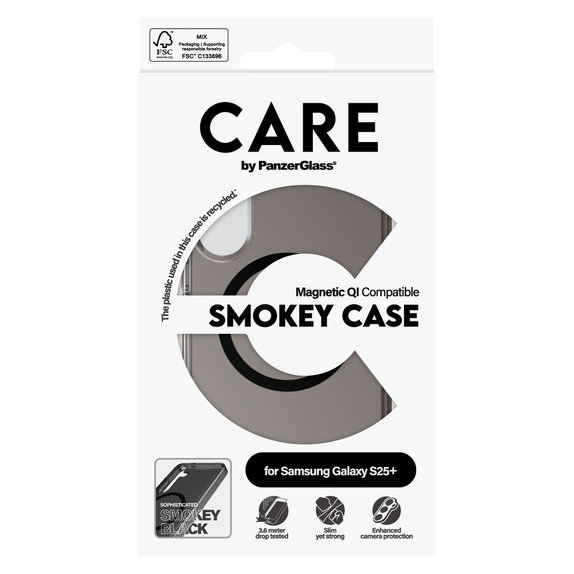 Tok Smokey fekete QI-val Samsung Galaxy S25+ készülékhez, Fekete, PanzerGlass