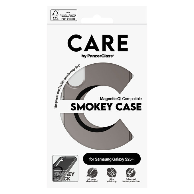 Tok Smokey fekete QI-val Samsung Galaxy S25+ készülékhez, Fekete, PanzerGlass